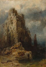 Romantická krajina s hradní zříceninou