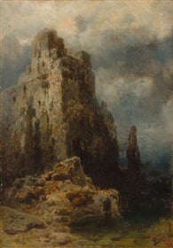 Romantická krajina s hradní zříceninou