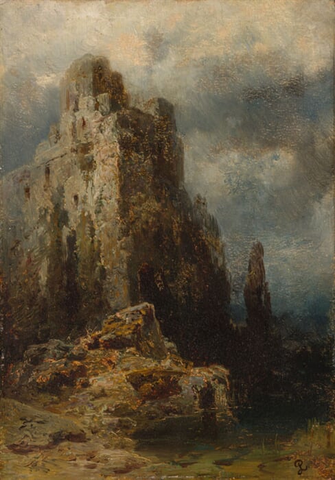 Romantická krajina s hradní zříceninou