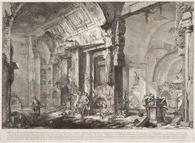 Pohled do jiné části hrobky Livia Arruntia - Le Antichita Romane II, tab. X