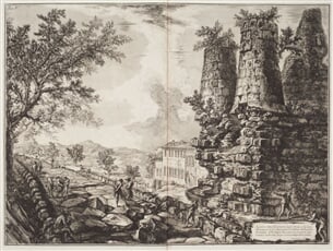Hrobka nesprávně zvaná Horatiů a Curatiů, z alba Antichità d´Albano e di Castel Gandolfo, list V