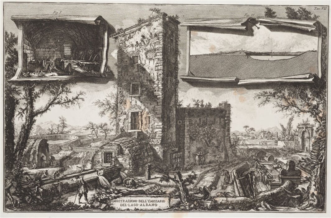 Výpusť z jezera Albano - stavba za vyústěním kanálu, Descrizione e Disegno dell’Emissario del Lago Albano, list VII
