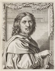 Nicolas Poussin podobizna z G. P. Bellori, Vite de’ pittori, scultori et architetti, Řím 1672