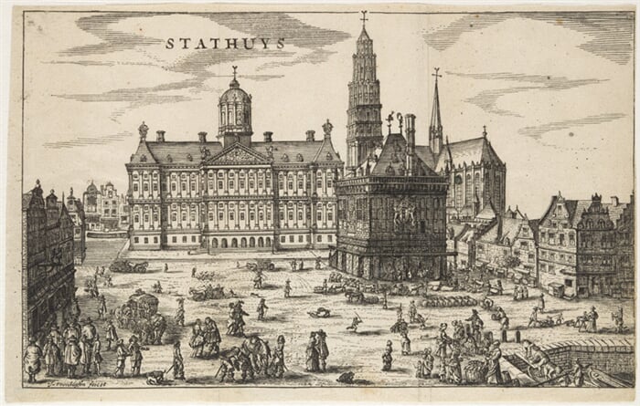 Nová radnice v Amsterdamu (Stadthuis), z cyklu Topografické pohledy na Amsterdam