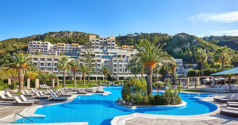 Hotel Sheraton Rhodes Resort: fotografie vybavení exteriérů a interiérů ubytování.