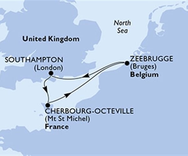 MSC Virtuosa - Velká Británie, Francie, Belgie