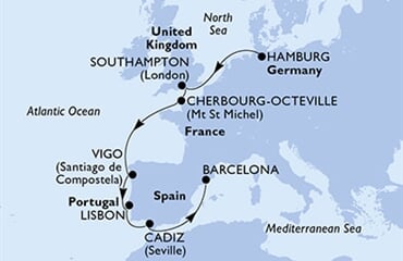 MSC Magnifica - Německo, Velká Británie, Francie, Španělsko, Portugalsko (Hamburk)