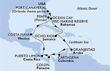 MSC Divina - USA, Bahamy, Jamajka, Aruba, Kolumbie, ... (z Port Canaveralu)