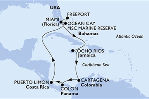 MSC Divina - USA, Bahamy, Jamajka, Kolumbie, Panama, ... (z Miami)