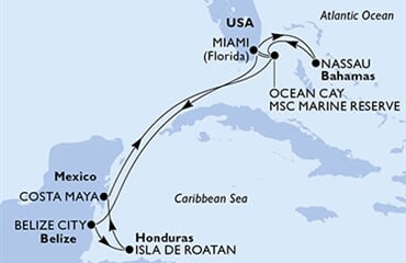 MSC Divina - USA, Bahamy, Belize, Honduras, Mexiko (z Miami)