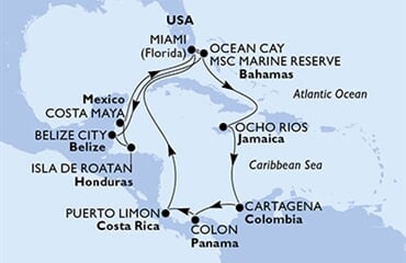 MSC Divina - USA, Bahamy, Belize, Honduras, Mexiko, ... (z Miami)