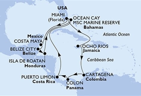 MSC Divina - USA, Mexiko, Belize, Honduras, Bahamy, ... (z Miami)
