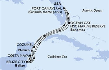 MSC Meraviglia - USA, Mexiko, Belize, Bahamy