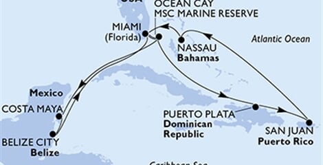 MSC SEASCAPE - USA, Bahamy, Dominikán.rep., Portoriko, Mexiko, ... (z Miami)