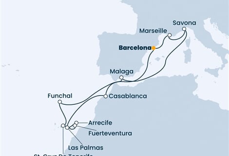 Costa Pacifica - Španělsko, Maroko, Portugalsko, Itálie, Francie (z Barcelony)