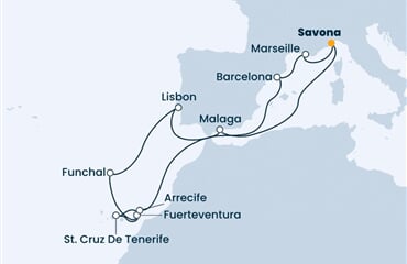 Costa Pacifica - Itálie, Francie, Španělsko, Portugalsko (ze Savony)
