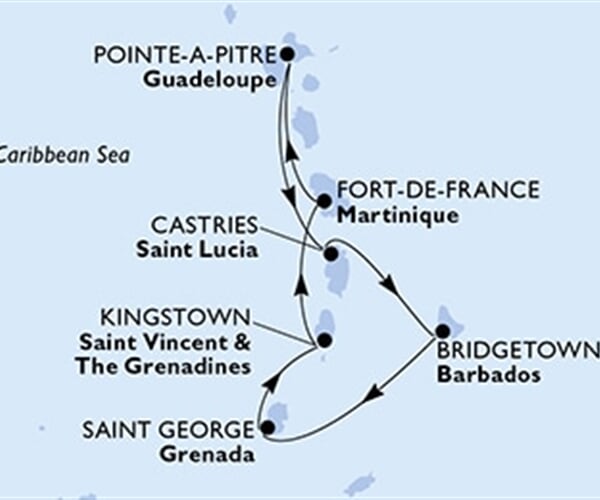 MSC Seaside - Guadeloupe, Sv.Lucie, Barbados, Grenada, Sv.Vincenc a Grenadiny, ... (Pointe-a-Pitre)