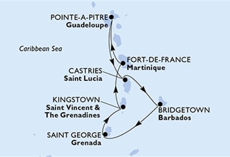 MSC Seaside - Guadeloupe, Sv.Lucie, Barbados, Grenada, Sv.Vincenc a Grenadiny, ... (Pointe-a-Pitre)