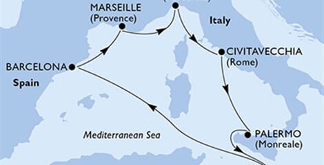 MSC Grandiosa - Itálie, Malta, Španělsko, Francie
