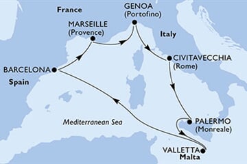 MSC Grandiosa - Itálie, Malta, Španělsko, Francie (Palermo)