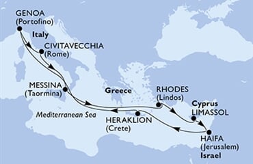 MSC Lirica - Itálie, Řecko, Kypr, Izrael (z Janova)