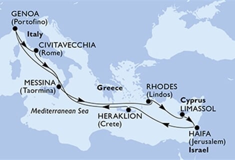 MSC Lirica - Itálie, Řecko, Kypr, Izrael (z Janova)