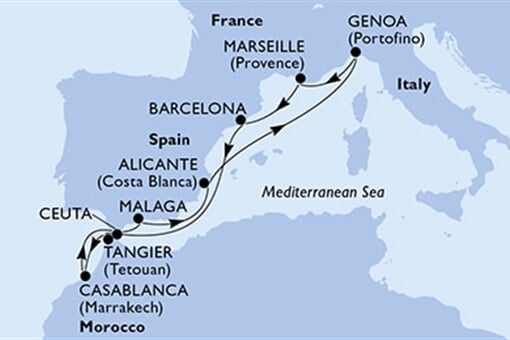 MSC Lirica - Itálie, Francie, Španělsko, Maroko
