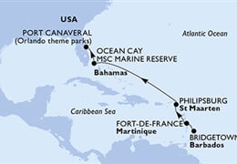 MSC Meraviglia - Barbados, Martinik, Nizozemské Antily, Bahamy, USA (Bridgetown)