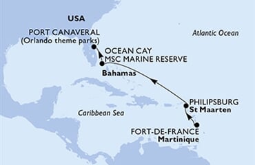 MSC Meraviglia - Martinik, Nizozemské Antily, Bahamy, USA (Fort-de-France)
