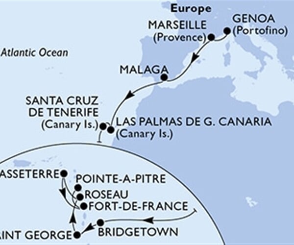MSC Seaside - Itálie, Francie, Španělsko, Barbados, Grenada, ... (z Janova)