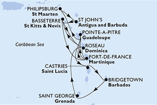 MSC Seaside - Barbados, Grenada, Dominika, Sv.Kryštof a Nevis, Martinik, ... (Bridgetown)