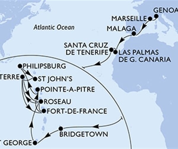 MSC Seaside - Itálie, Francie, Španělsko, Barbados, Grenada, ... (z Janova)
