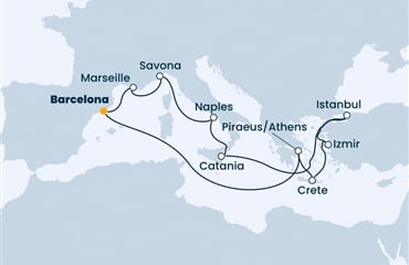 Costa Diadema - Španělsko, Francie, Itálie, Turecko, Řecko (z Barcelony)