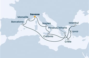 Costa Diadema - Itálie, Turecko, Řecko, Španělsko, Francie (ze Savony)