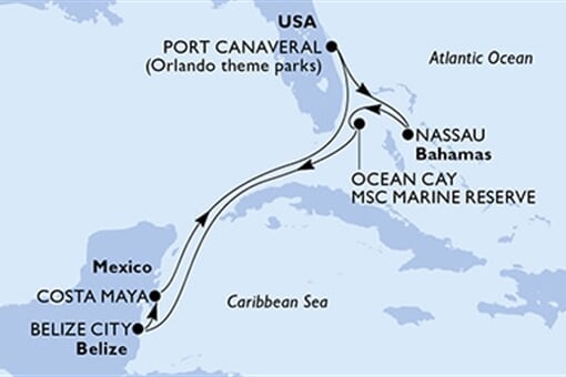 MSC Meraviglia - USA, Bahamy, Belize, Mexiko (z Port Canaveralu)