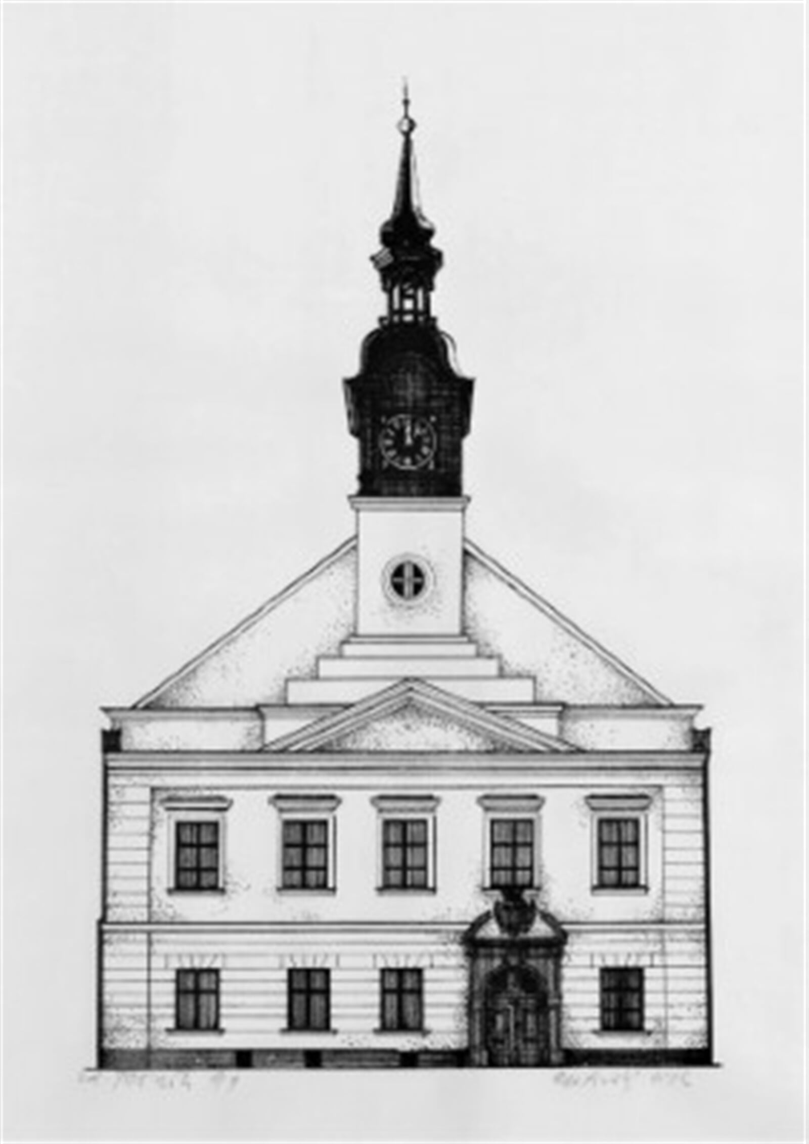 Zdeněk Rosák: Stará radnice, 35 × 27 cm