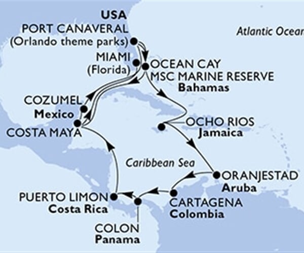 MSC Divina - USA, Bahamy, Mexiko, Jamajka, Aruba, ...