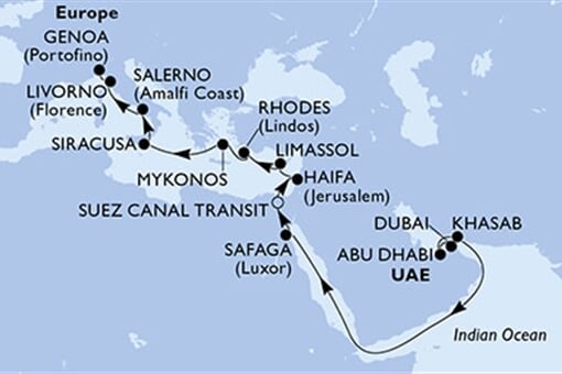 MSC Opera - Arabské emiráty, Omán, Egypt, Izrael, Kypr, ... (z Dubaje)