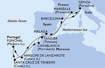 MSC Magnifica - Portugalsko, Španělsko, Maroko, Francie, Itálie (Funchal)