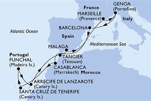 MSC Magnifica - Portugalsko, Španělsko, Maroko, Francie, Itálie