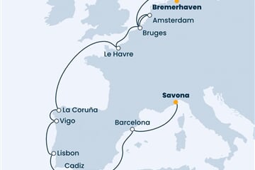 Costa Favolosa - Německo, Belgie, Nizozemí, Francie, Španělsko, ... (Bremerhaven)