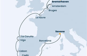 Costa Favolosa - Německo, Belgie, Nizozemí, Francie, Španělsko, ... (Bremerhaven)