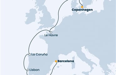 Costa Firenze - Dánsko, Norsko, Francie, Španělsko, Portugalsko (z Kodaně)
