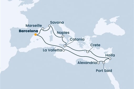 Costa Pacifica - Španělsko, Francie, Itálie, Řecko, Izrael, ... (z Barcelony)