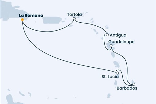 Costa Pacifica - Dominikán.rep., Nizozemské Antily, Panenské o. (britské) (z La Romana)