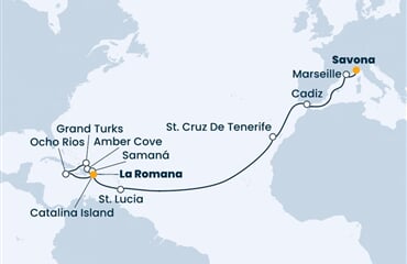 Costa Pacifica - Itálie, Francie, Španělsko, Nizozemské Antily, Dominikán.rep., ... (ze Savony)