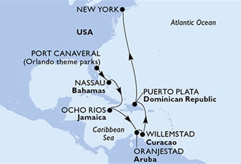 MSC Meraviglia - USA, Bahamy, Jamajka, Aruba, Dominikán.rep. (z Port Canaveralu)