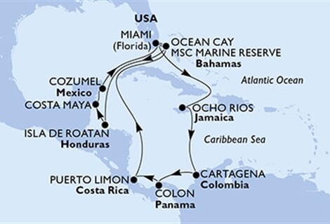 MSC Divina - USA, Bahamy, Honduras, Mexiko, Jamajka, ... (z Miami)