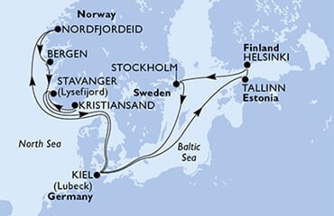 MSC Preziosa - Německo, Estonsko, Finsko, Švédsko, Norsko (z Kielu)