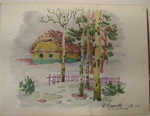 Album pamětních kreseb členů SVUM (133 listů). Kolorovaná kresba s podpisem/nevyužito